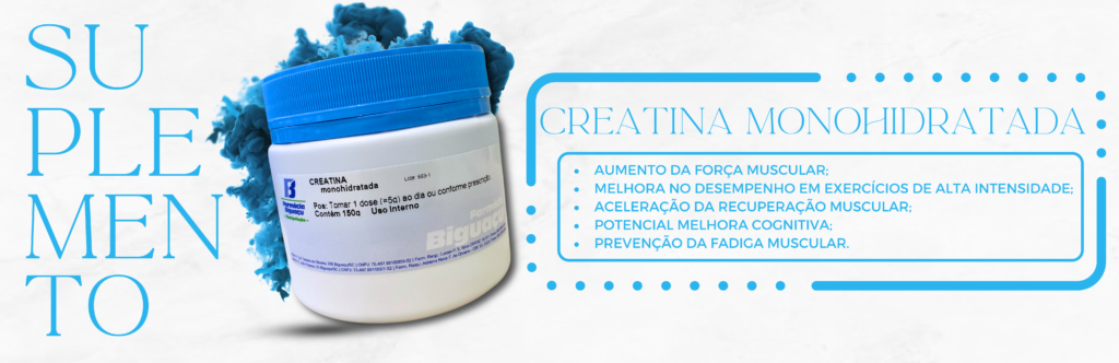 Creatina monohidratada original Farmácia Biguaçu de Manipulação
